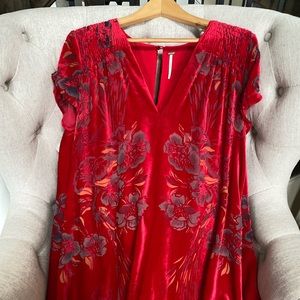 Free People New Red Velvet Tent Dress Med